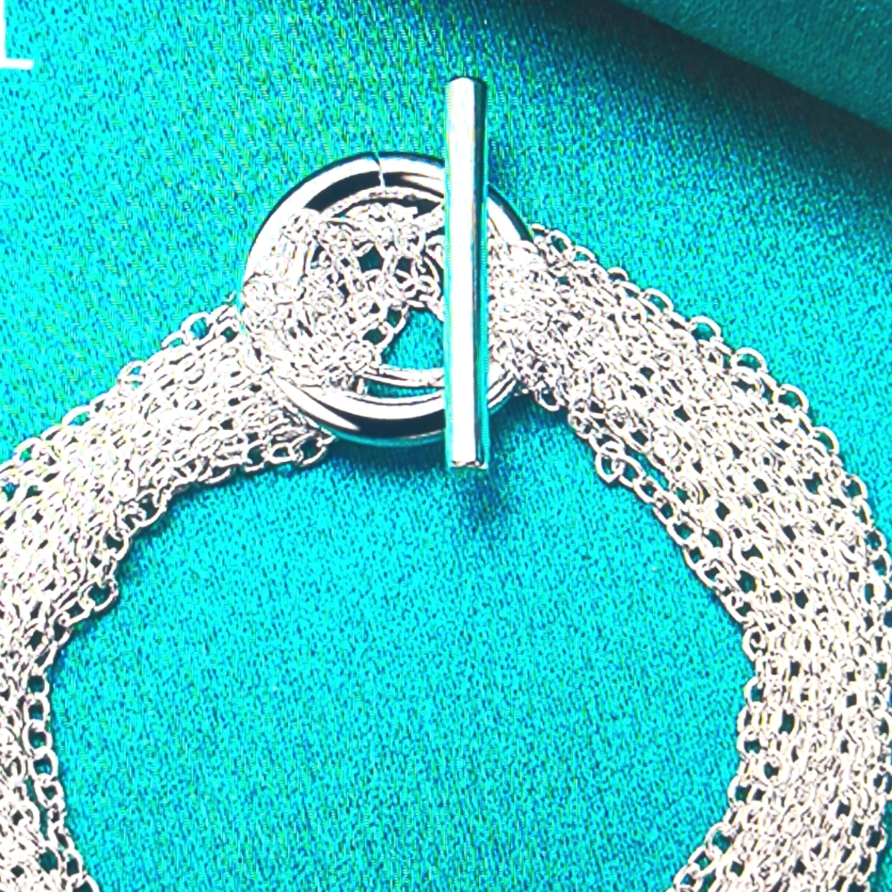 925 Sterling Silver Multi-Line Chain Heart Necklace Bracelet Network Ring - Picture 7 of 8
